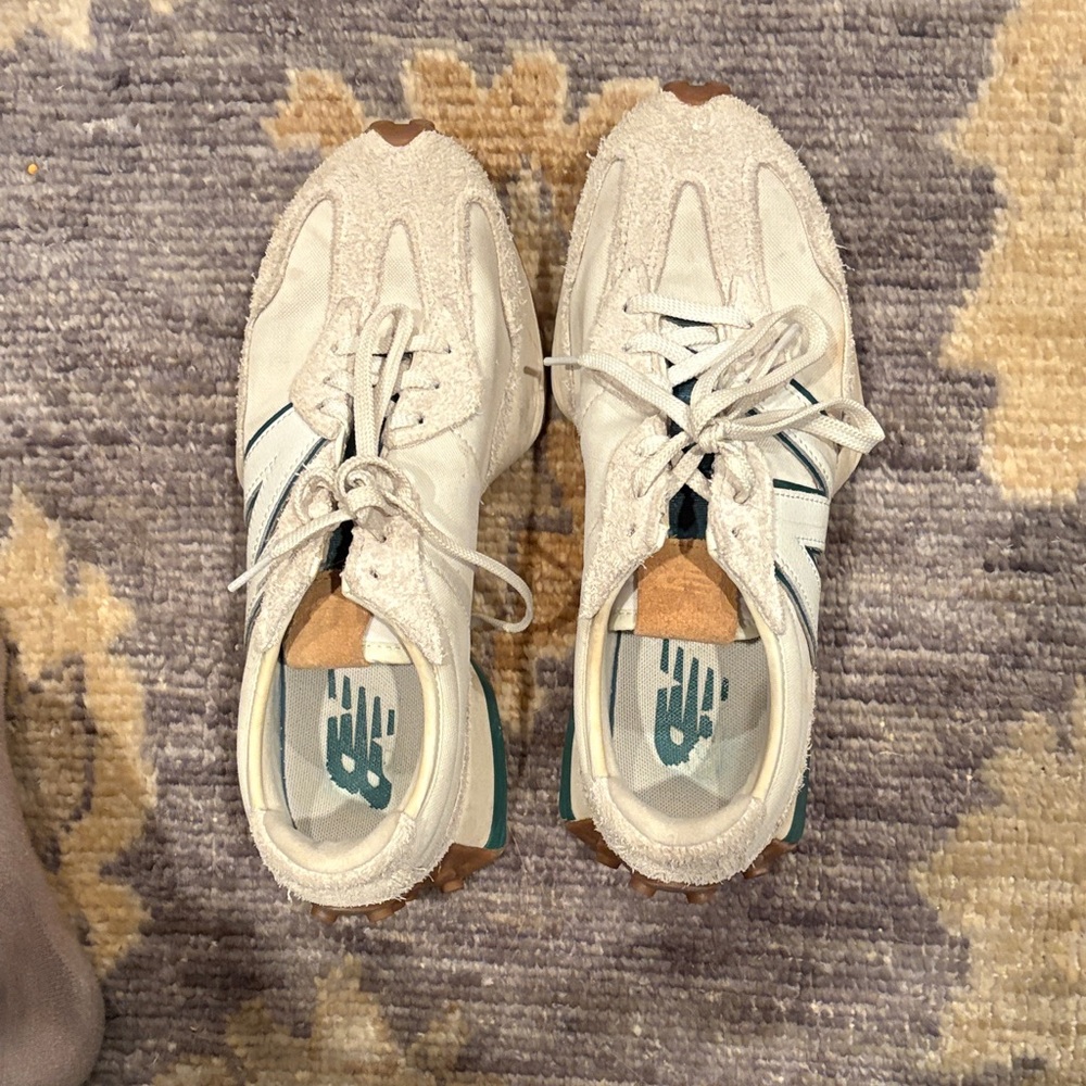 New Balance White and Brown Athletic Shoes